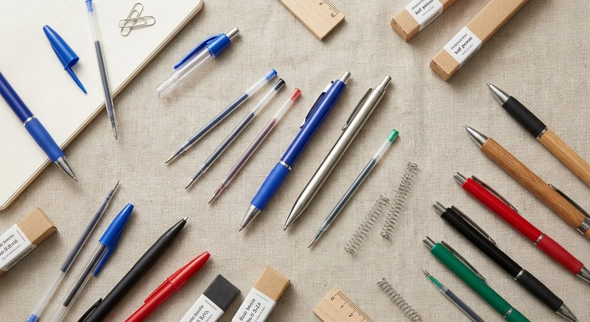 Collection Stylo Reynolds en flat lay